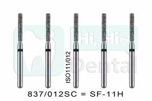 50Pcs Dental Diamond Burs FG Flat End Cylinder 837/012SC SF-11H Super Coarse - Picture 1 of 3