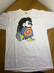 Vintage Mickey Mouse Big Fro Tie Die Single Stitch Shirt Men’s Large 1989 Reggae - Picture 1 of 9