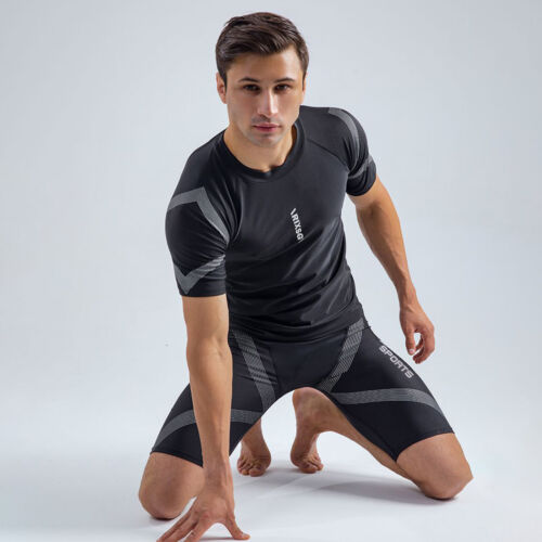 2pcs/set Top Shorts Set Good Elasticity Sportwear Printing Slim Fit T-shirt