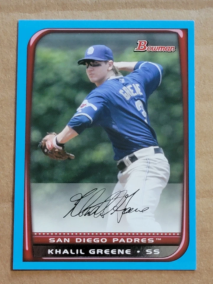 Khalil Greene 2008 Bowman 蓝色平行棒球卡 407/500 #158 — 第 1/4 张图片