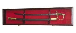 Sword Display Case Saber Samurai Blade Cherry Wood Cabinet Deeper 5 1/4" depth - Picture 1 of 9