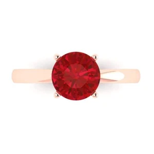 1,5 ctw Solitär simulierter Rubin Verlobungsring - 14K massiv Gold (Roségold) - Bild 1 von 11