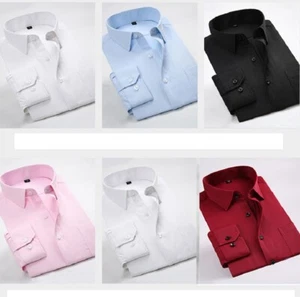 New Mens Dress Shirts Long Sleeves Formal Business Work Pocket Casual Shirts Top - Picture 1 of 14