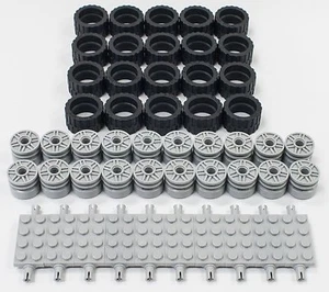 ☀️NEW Lego 24 X 14 Tire, Wheel and Technic Plate Axles Bulk Lot 50 Pieces Total - Picture 1 of 3