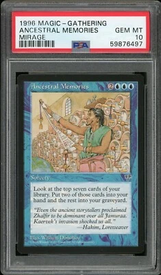 1996 Magic the Gathering MTG Mirage Ancestral Memories PSA 10 Pop 1 of 1 Rare - Image 1 of 2