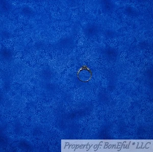 BonEful FABRIC FQ Cotton Quilt Blue Tone Tonal Calico Paisley Small Tiny Flower - Picture 1 of 12
