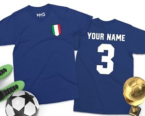 Italy Personalised Football T-shirt Custom Italian Gift Footballer Name Number