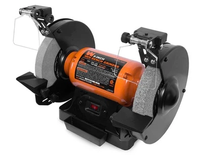 WEN BG4282 8-Inch Bench Grinder – 4.8-Amp Motor, LED Work Lights, Black/Orange - Image 1 of 4