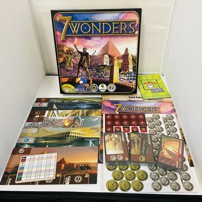 7 Wonders Board Game Base Game 2010 New Open Box Unpunched, Sealed Cards - Image 1 of 4