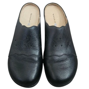 Aravon Maddie US 8 Black Clogs Leather Mules Women's - Picture 1 of 13