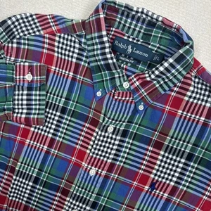 Ralph Lauren Para Hombre Grande Ajuste Personalizado Cuadros Multicolor Abotonada Algodón - Imagen 1 de 8