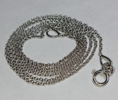 Solid 18k white gold dainty 0.65mm chain necklace 1.24 grams - 16" - Image 1 of 4