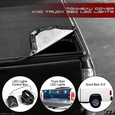 For 1997-2004 Dodge Dakota 6.5 Ft 78" Bed Snap-On Vinyl Tonneau Cover+LED Lights - Image 1 of 4