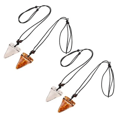 4-teilige Haifischzahn-Halskette, gefälschte Haifischzähne, Halskette für - Bild 1 von 4