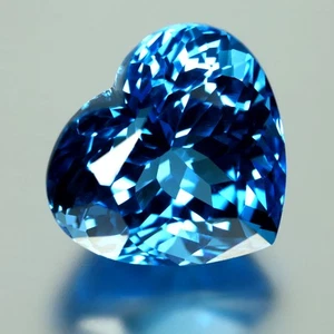 17.37 ct Premium Heart Cut (15 x 14 mm) Brazil Swiss Blue Topaz Natural Gemstone - Picture 1 of 2