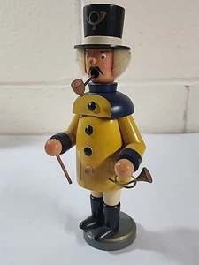 Vintage Wood Figurine Burner German Smoker Blue Yellow Wooden Man - Picture 1 of 21