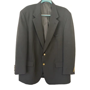 Wimbledon of England Vintage Wool Blazer Gold Button Black Made for Dillards 44R - Picture 1 of 16
