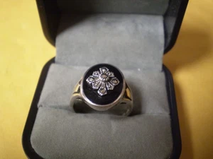 Vintage 925 Sterling Silver Ladies Black Onyx Marcasite Ring         4.2 grams - Picture 1 of 5