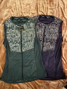 2 NIKE WOMEN'S RUNNING AEROLOFT REFLECTIVE GRAPHIC VESTS PACKABLE DOWN Sz XS - Picture 1 of 10