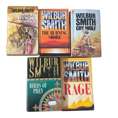 Wilbur Smith Set Of 5 Adventure Novels Paperback The Burning Shore Rage Cry Wolf - Image 1 of 4