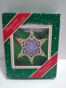 New Sealed 1985 Heirloom Snowflake Satin And Crochet Hallmark Christmas Ornament - Picture 1 of 8