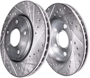 Rotores de freno de disco traseros perforados y ranurados de 12,16 pulgadas para Acura RL 2005-2012 - Imagen 1 de 1