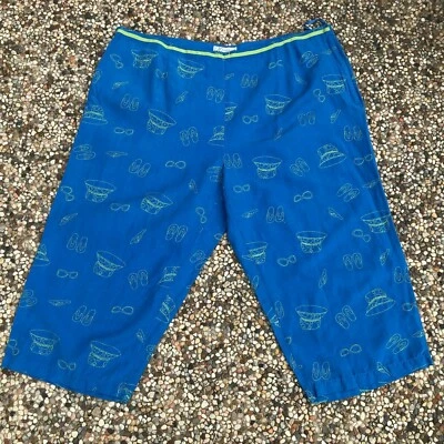 Dressbarn Woman Embroidered Silk Linen Pants Cropped Blue Women's Plus Size 24W - Image 1 of 4