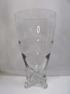 Swedish Modern Art Glass Vase Colorless Clear Crystal Glass 4 footed - Picture 1 of 10