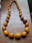 Fine & Genuine Antique Butterscotch Amber Bead Necklace - Beautiful Old Beads 