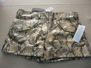 Fabulous Real Leather Shorts gold black cream Snake effect Sizes 8 BAL14 - Picture 1 of 8