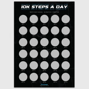 Scratch Off Poster - 10K Steps 30 Days of Fitness Motivation | Walking Challenge - Picture 1 of 5