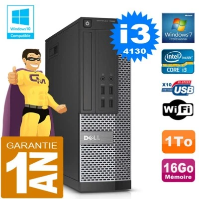 PC DELL 7020 SFF Core I3-4130 RAM 16Go Disco 1A Grabador DVD Wifi W7 - Imagen 1 de 4