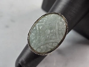 Womens Vintage Estate Sterling Silver Jade Ring 10.5g E3318 - Picture 1 of 5