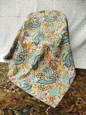 Colección Estampado Exótico Mejor Acabado Color Amarillo Forma Kantha Cama Untables Foto 1 de 4