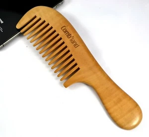 Peach Wood Anti static Healthy Wide Teeth Curly Hair Massage Handle Wooden Comb - Picture 1 of 2