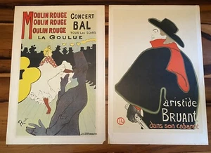 2 old Lautrec Lithograph Poster Reprints - La Goulue Moulin Rouge & Bruant e4 - Picture 1 of 12