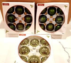 24 Glass Christmas Bulbs - Holiday Ornaments - (3) 8 Packs - 2.5" - green - Picture 1 of 4