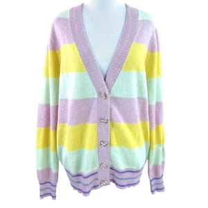Charter Club Luxury Women's Cashmere Blend Metallic Weave Colorful Cardigan Sz L - Picture 1 of 4