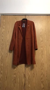 NWT PHILOSOPHY Republic Clothing FAUX Leather Long Jacket Coat XL , Pap Color - Picture 1 of 15