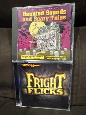 Halloween 2 CD Lot Haunted Sounds & Scary Tales/Fright Flicks Drews Famous EX/M - Image 1 of 4