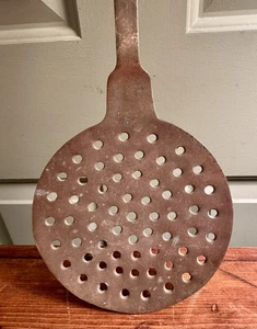 Antique Brass Cooking Slotted Ladle Spoon Dipper Skimmer Civil War Era - Picture 1 of 3