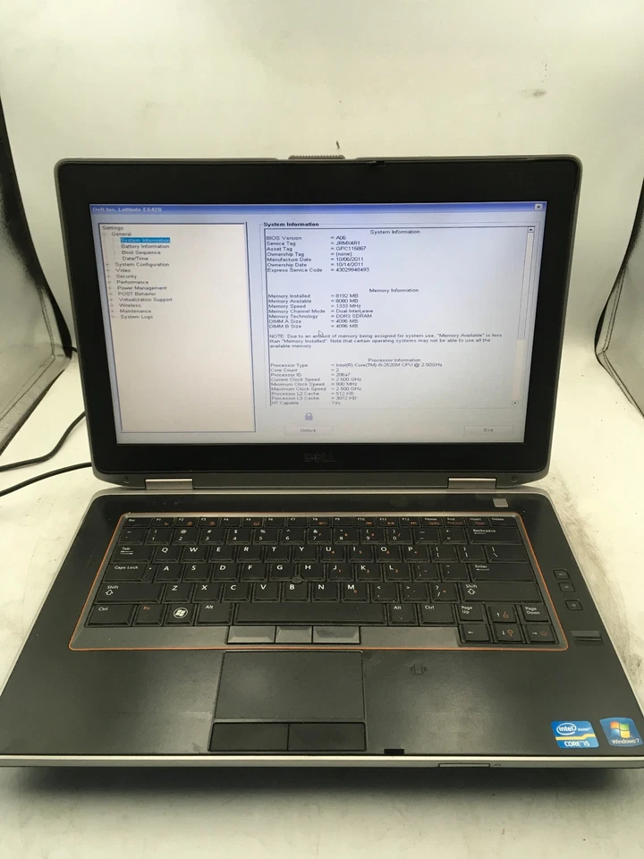 DELL LATITUDE E6420 -BOOTS TO BIOS/BIOS LOCK- INTEL I5 2520M - 8GB RAM -READ- BB - Image 1 of 4