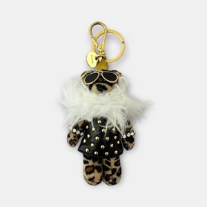 Bolso de truco de oso de peluche PRADA encanto clave estampado de leopardo tachuelas cuero gafas de sol piel - Imagen 1 de 24