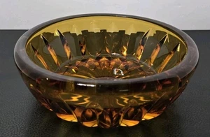 Cuenco de vidrio ámbar corte mediados de siglo vintage pesado sólido estilo Art Deco - Imagen 1 de 9