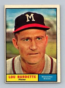 Tarjeta de béisbol 1961 Topps #320 Lou Burdette excelente estado - Imagen 1 de 2