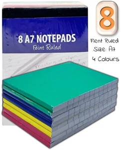 8 x A7 Notebooks Lined Paper - Small Easy Notepads Lined Paper Writing Jotter - Picture 1 of 7