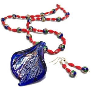 Collar y pendientes de vidrio dicroico, cloisonné y cuentas de vidrio de SoniaMcD - Imagen 1 de 12