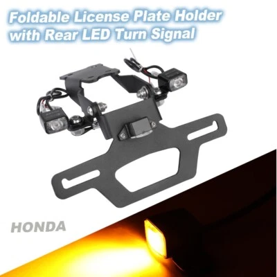 Soporte de matrícula plegable con intermitente LED trasero para Honda CBR500R CB500F Foto 1 de 4