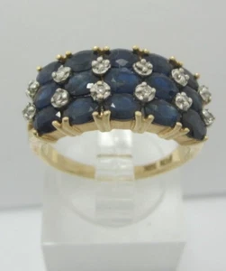 BEAUTIFUL LADIES 10K YELLOW GOLD SAPPHIRE & DIAMOND RING .06TDW (SZ 6.75)  4.3G - Picture 1 of 9