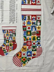 Weihnachtsstrumpf Stoff Panel - Cheater Quilt Patchwork Print - Springs Mills - Bild 1 von 6